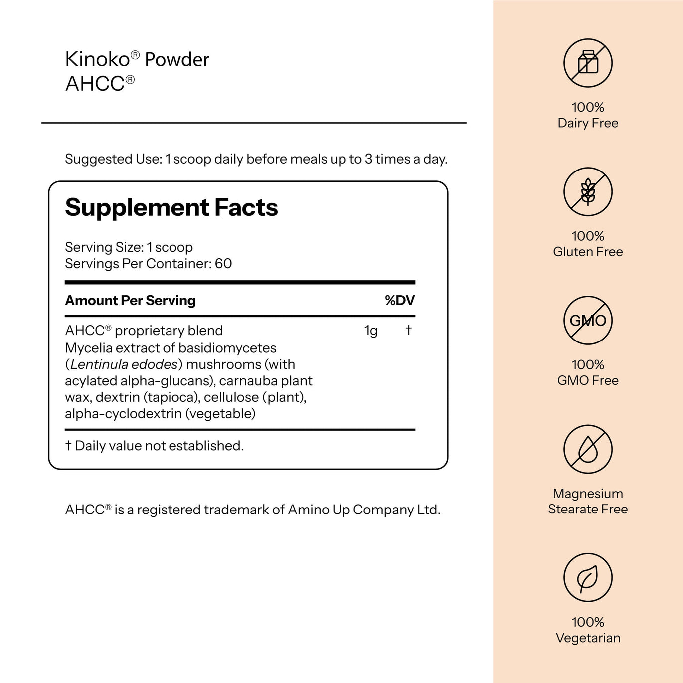 AHCC® - Kinoko® Powder + Free Frother