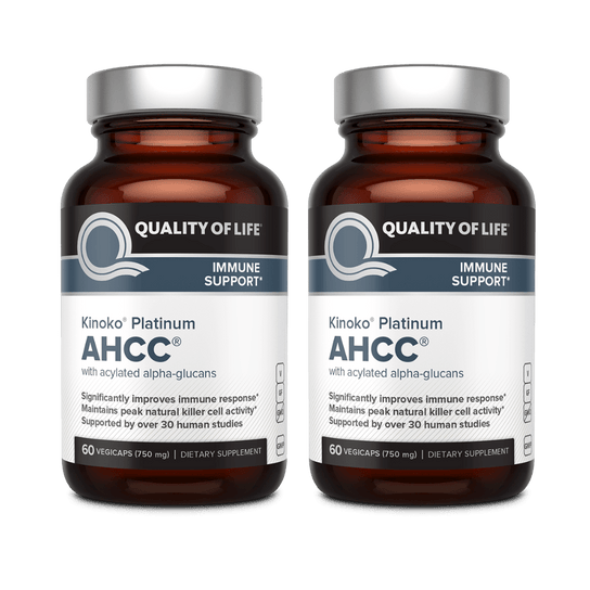 AHCC® - Kinoko Platinum - 60 count bottle front - 2 pack bundle