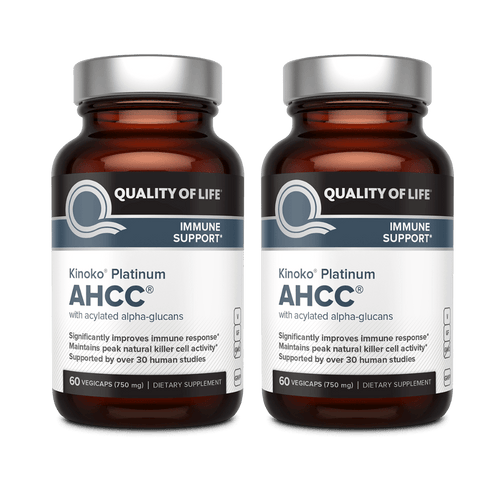 AHCC® - Kinoko Platinum - 60 count bottle front - 2 pack bundle